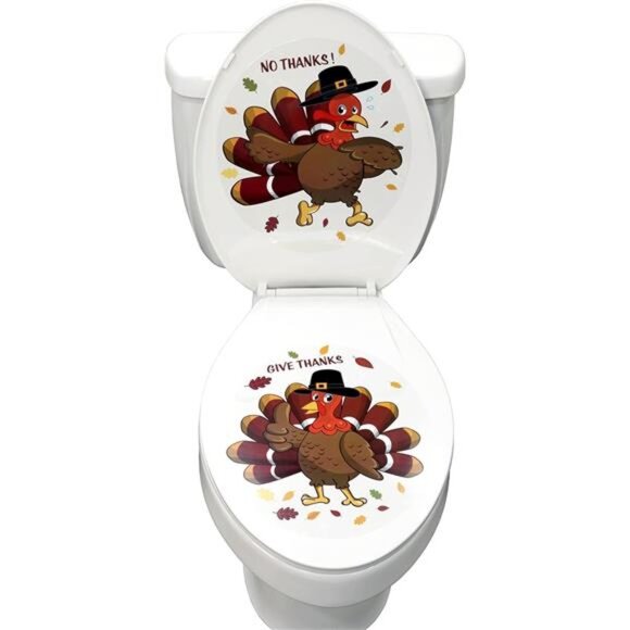 2-Piece Thanksgiving Turkey Toilet Seat Cling Decoration Set - Picture 1 of 4